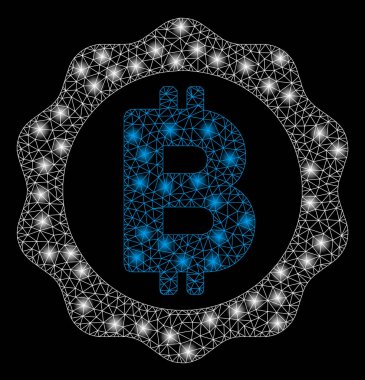 Parlama Spotlu Parlak Mesh Ağı Bitcoin Madalyası Mührü