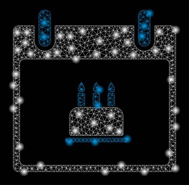 Işık Noktalar ile Parlak Mesh Ağ Doğum Günü Pastası Takvim Günü