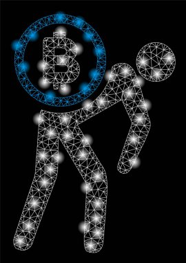 Flash Spotlu Parlak Örgü Karkas Bitcoin Kurye Kişi