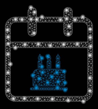 Flash Spotlar ile Parlak Mesh 2d Doğum Günü