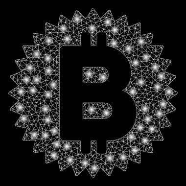 Flash Spotlu Parlak Mesh Ağı Bitcoin Madalyası Sikkesi
