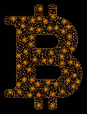 Flash Spotlu Parlak Kafes Ağ Bitcoin Sembolü