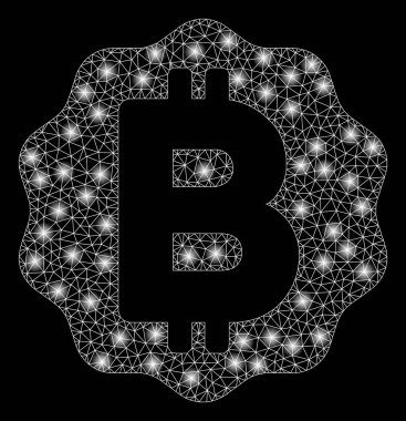 Işık Lekeleri ile Parlak Örgü Karkas Bitcoin Madalyası Sikke