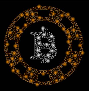 Işık Spotlu Parlak Örgü Karkas Bitcoin Casino Chip
