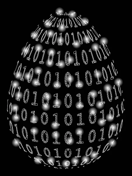 Helles Netz Netzwerk binäre digitale abstrakte Ei mit hellen Flecken — Stockvektor
