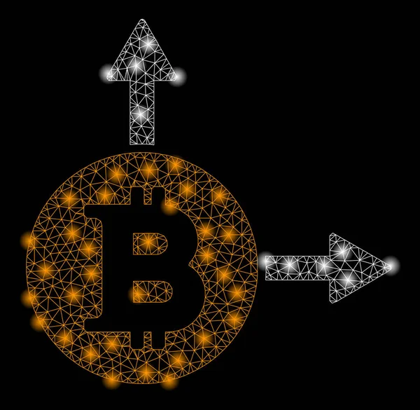 Flash Spotlu Parlak Örgü 2d Bitcoin Çatalı — Stok Vektör