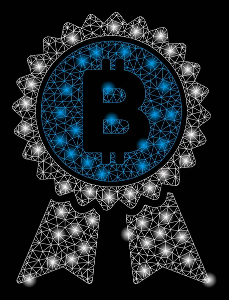 Bright Mesh Network Bitcoin Award Seal avec des taches lumineuses — Image vectorielle