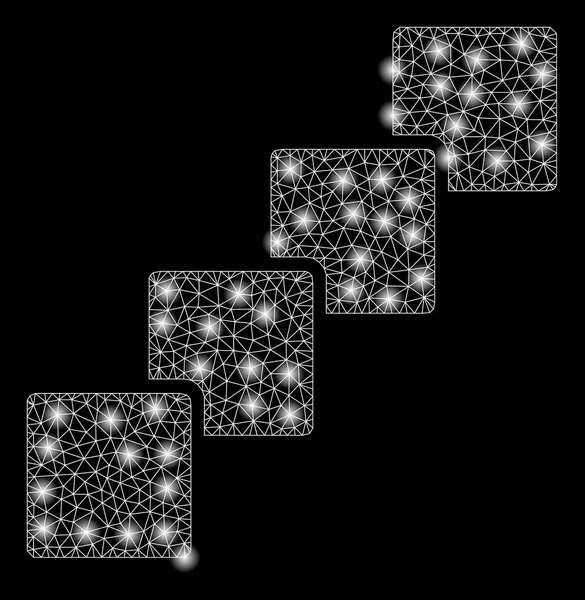 Bright Mesh 2D Blockchain with Light Spots — Stock Vector