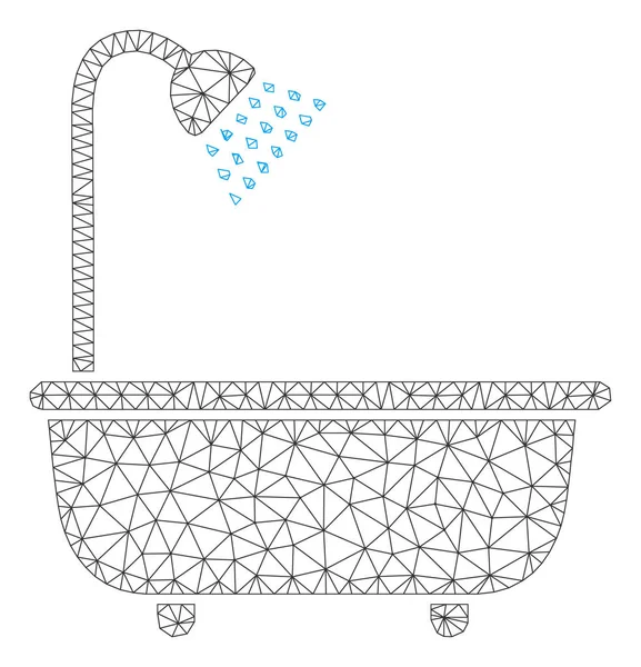 Badkar dusch vektor mesh 2D-modell — Stock vektor