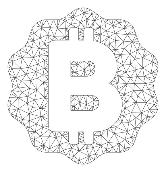 Bitcoin Medaille Coin Vector Mesh Netzwerk-Modell — Stockvektor