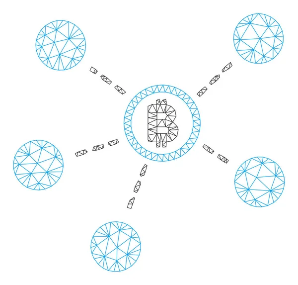 Modelo de marco de alambre de malla vectorial de red Bitcoin — Vector de stock
