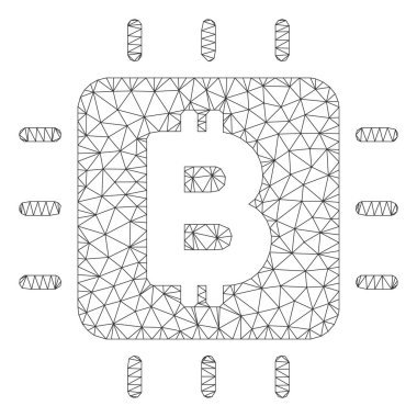 Bitcoin İşlemci Chip Vektör Mesh Ağ Modeli