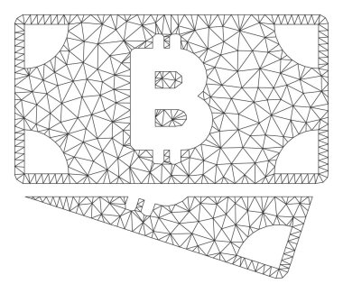 Bitcoin Nakit Banknotlar Vektör Mesh Ağ Modeli