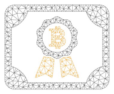Bitcoin Sertifikası Vektör Örgü Tel Çerçeve Modeli