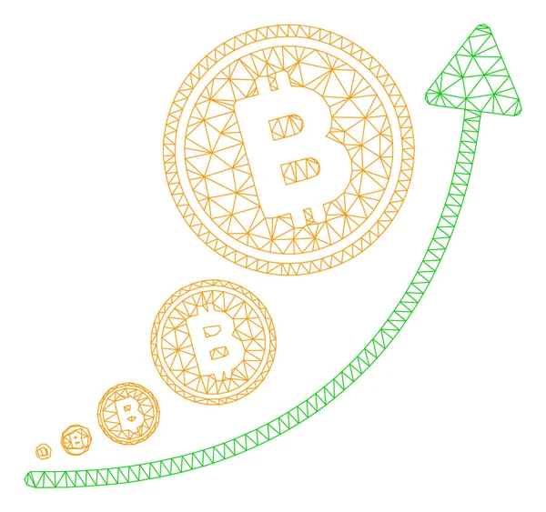 Modelo de marco de alambre de malla vectorial de tendencia de inflación de Bitcoin — Vector de stock