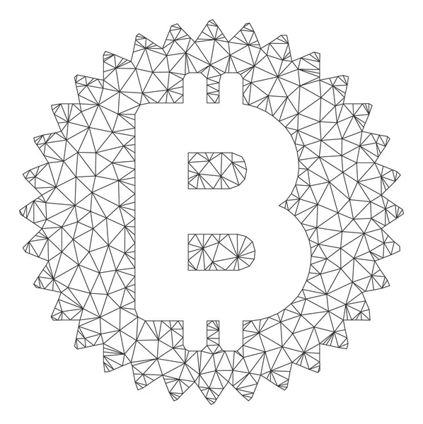 Bitcoin-Medaille Coin Vector Mesh Wire Frame Modell — Stockvektor