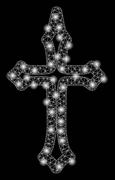 Gold Square Pattern Christian Cross — Stock Vector