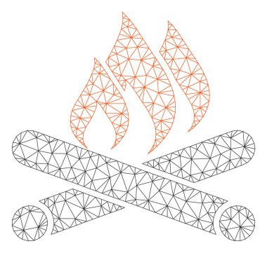 Campfire Çokgen çerçeve vektör Mesh Illüstrasyon