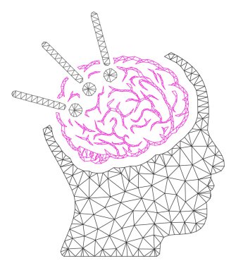 Beyin Otopsi Poligonal Çerçeve Vektör Örgü İllüstrasyon