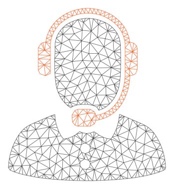 Çağrı merkezi operatörü Çokgen çerçeve vektör Mesh Illustration