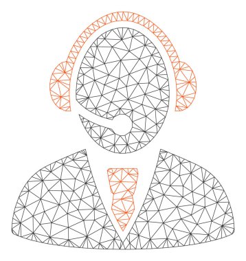 Çağrı merkezi Işçi Çokgen çerçeve vektör Mesh Illustration