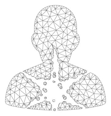 Kanser Hasarlı Hasta Poligonal Çerçeve Vektör Örgü İllüstrasyon