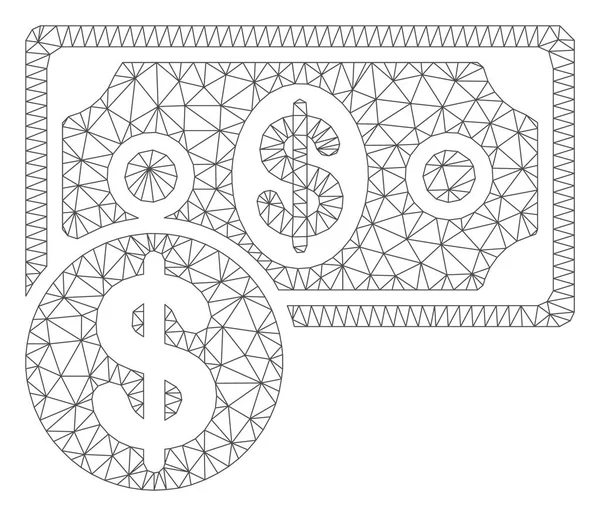 Bargeld Polygonal Frame Vektor Mesh Illustration — Stockvektor