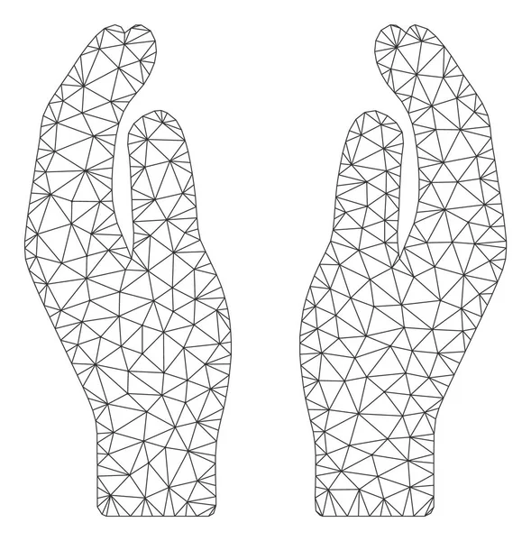 Illustration de maille vectorielle de cadre polygonal de mains de soins — Image vectorielle