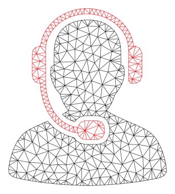 Çağrı merkezi operatörü Çokgen çerçeve vektör Mesh Illustration