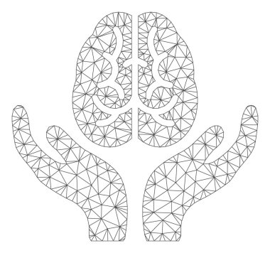 Beyin Bakım Eller Çokgen Çerçeve Vektör Örgü İllüstrasyon
