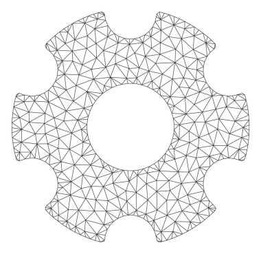 Cogwheel Poligonal Çerçeve Vektör Örgü İllüstrasyon