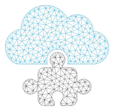 Bulut Bileşeni Çokgen Çerçeve Vektör Örgü İllüstrasyon