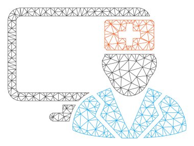 Bilgisayar Doktoru Poligonal Çerçeve Vektör Örgü İllüstrasyon