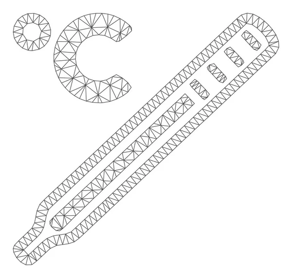 Illustration vectorielle de maille de cadre polygonal de thermomètre de mercure de Celsius — Image vectorielle