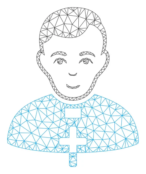 Illustration de maille vectorielle de cadre polygonal de prêtre catholique — Image vectorielle