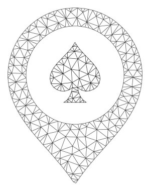 Casino Harita Marker Poligonal Çerçeve Vektör Örgü İllüstrasyon