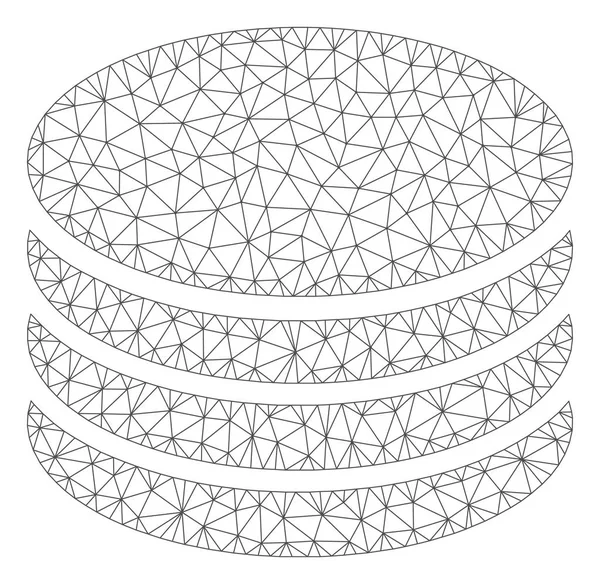 Illustrazione della maglia vettoriale della struttura poligonale della pila di monete — Vettoriale Stock