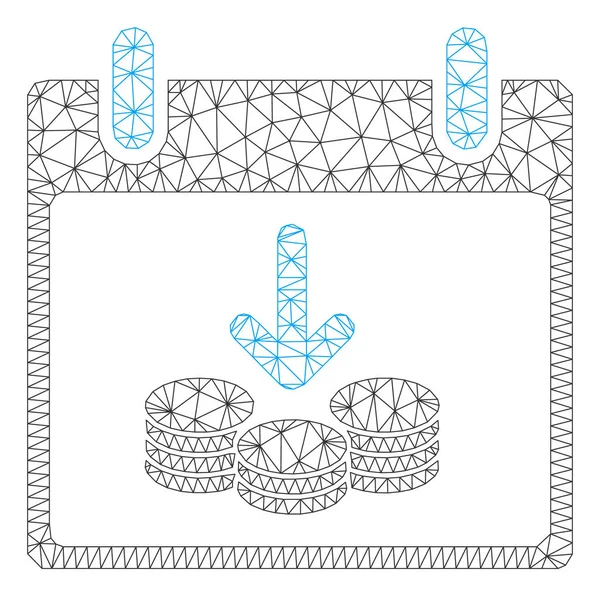 Dia de calendário de renda de moedas Ilustração de malha de vetor de moldura poligonal — Vetor de Stock