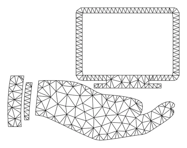 컴퓨터 제공 손 다각형 프레임 벡터 메쉬 일러스트 — 스톡 벡터