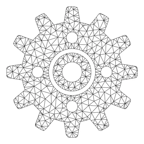 Illustrazione della maglia vettoriale del telaio poligonale Cogwheel — Vettoriale Stock