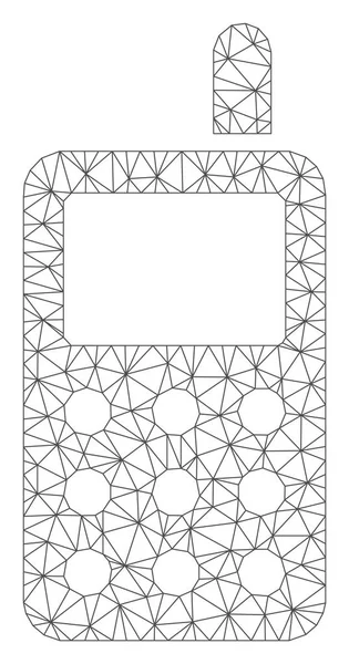 Mobiltelefon månghörnigt ram vektor mesh illustration — Stock vektor
