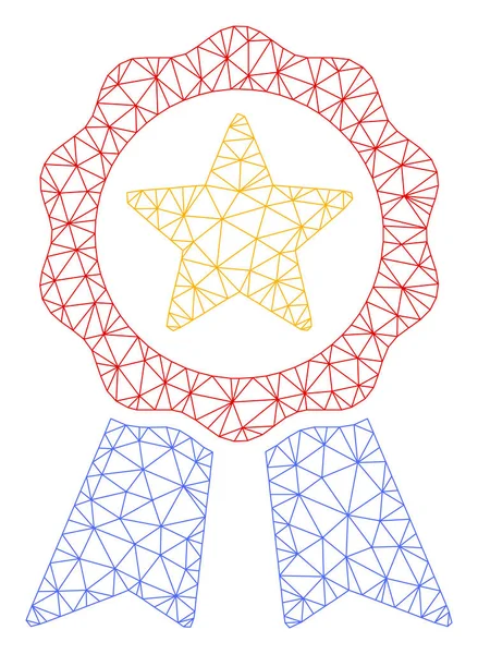 Illustration vectorielle de maille de cadre polygonal de sceau de certificat — Image vectorielle