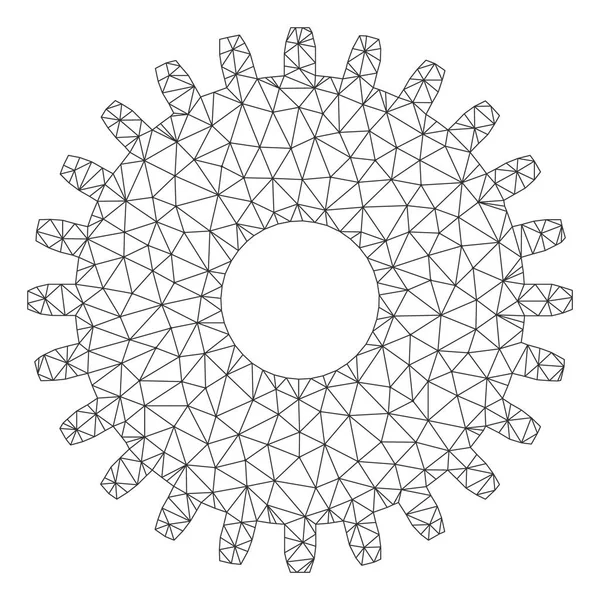 Illustrazione della maglia vettoriale del telaio poligonale Cogwheel — Vettoriale Stock