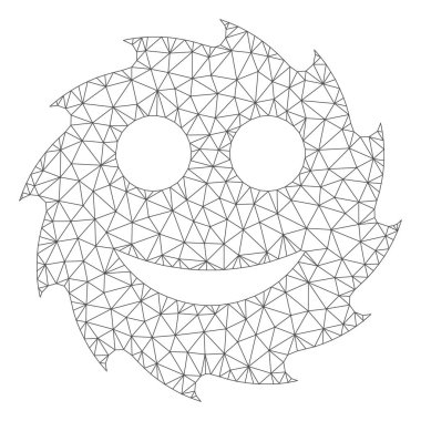 Dairesel Bıçak Mutlu Smiley Poligonal Çerçeve Vektör Örgü İllüstrasyon
