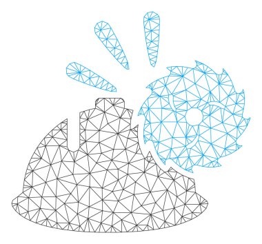 Dairesel Bıçak Kafa Koruma Poligonal Çerçeve Vektör Örgü İllüstrasyon