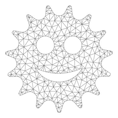 Cog Smile Çokgen Çerçeve Vektör Örgü İllüstrasyon