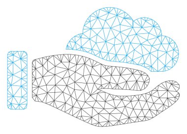 Bulut Hizmeti El Poligonal Çerçeve Vektör Örgü İllüstrasyon