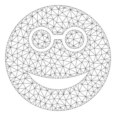 Akıllı Smiley Poligonal Çerçeve Vektör Örgü İllüstrasyon