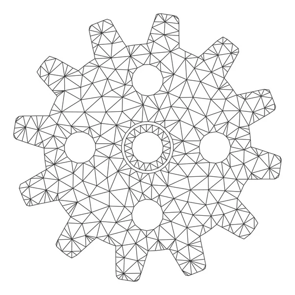 Zahnrad polygonale Rahmenvektornetzabbildung — Stockvektor