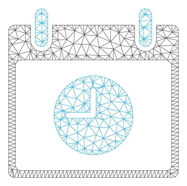 Illustration de maille vectorielle de cadre polygonal de jour de calendrier d'horloge — Image vectorielle